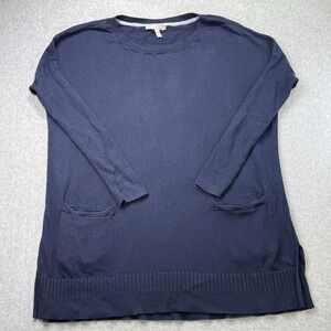 Victoria's Secret Navy Blue Knit Sweater Tunic‎ Pocket Pullover XS